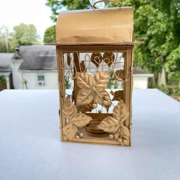 Gold Finish Metal Candle Lantern Handcrafted Metalworks‎ 9x6inch - Picture 3 of 11